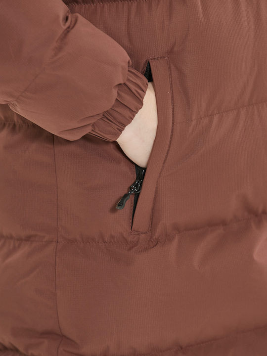 Lang Damen Puffer Jacke für Winter Braun