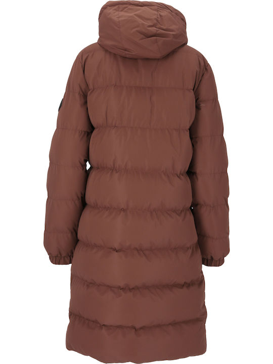 Lang Damen Puffer Jacke für Winter Braun