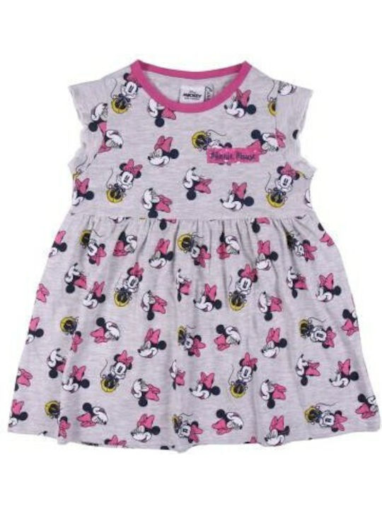 Minnie Mouse Παιδικό Φόρεμα Κοντομάνικο Γκρι