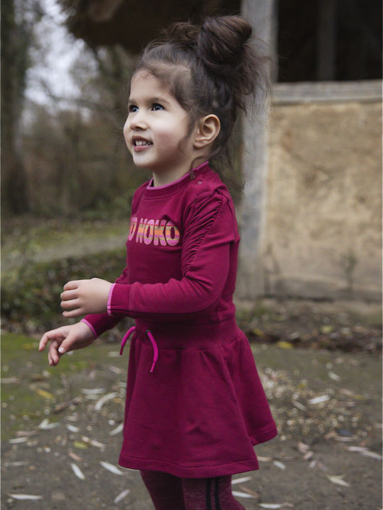 Koko Noko Mädchen Kleid Langärmelig Burgundisch