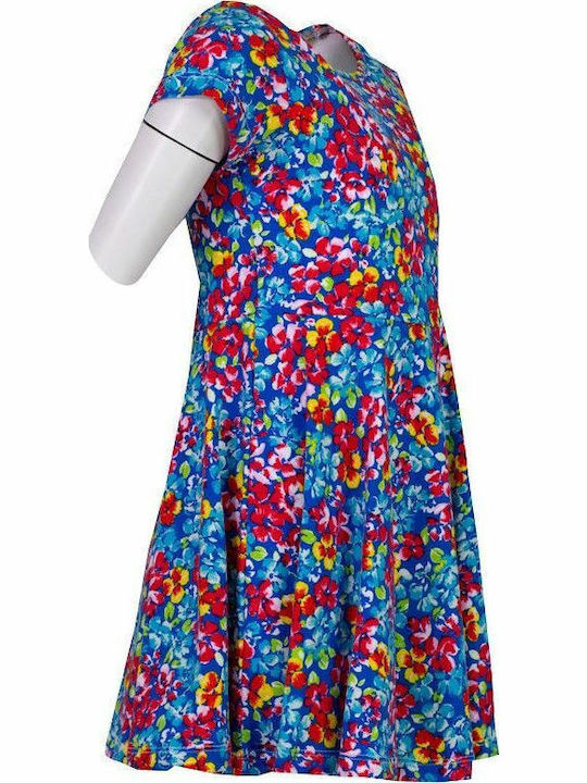 Παιδικό Φόρεμα Κοντομάνικο Floral Μπλε