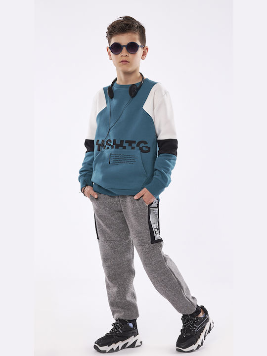 Hashtag Kids Sweatpants Set Petrol Blue 2pcs