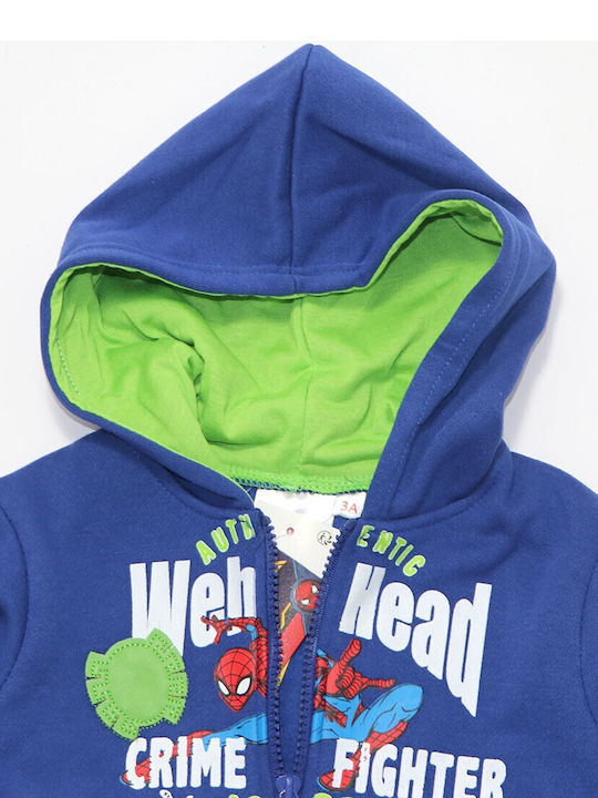 Marvel Boys Hooded Sweatshirt with Zipper Blue