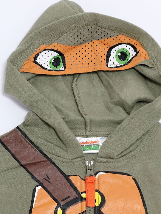 Nickelodeon Boys Hooded Sweatshirt with Zipper Khaki