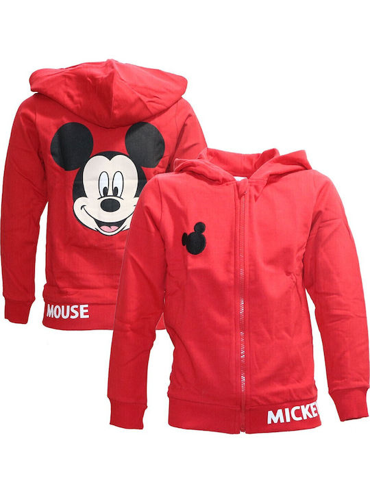 Детска Жилетка Суитшърт с Качулка Червена Mickey Mouse