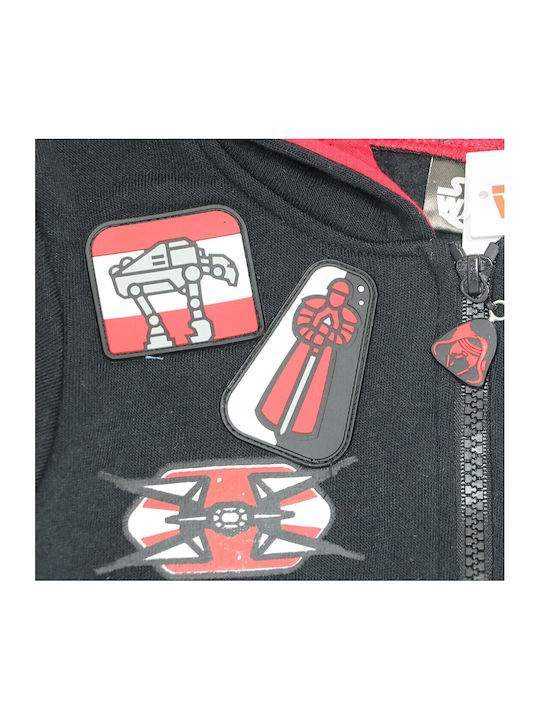 Παιδική Ζακέτα Φούτερ Fleece με Κουκούλα Μαύρη
