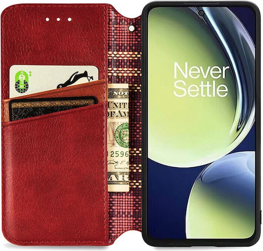 Cubic Grid Book Piele artificială Roșu (OnePlus Nord CE 3)