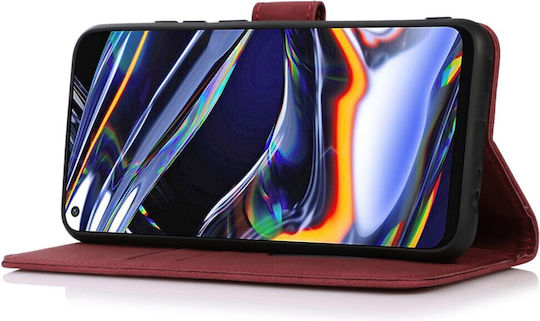 Khazneh Litchi Skin Texture Leather support base Book Leather Red (Huawei Nova Y70)