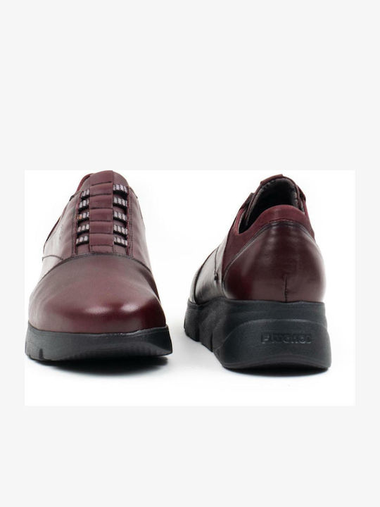Women's Leather Oxford Shoes Burgundy