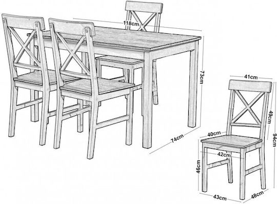 Dining Room Daily 4pcs White / Natural 118x74cm