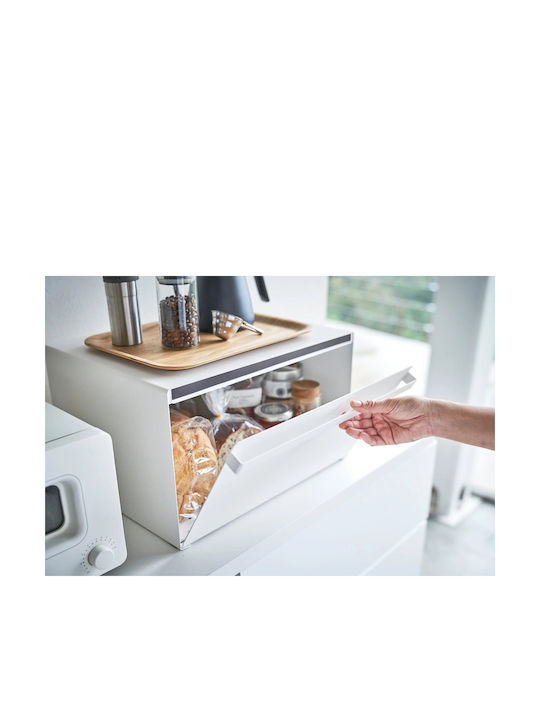 Yamazaki Bread Box with Lid Metallic White 40x35.5x24cm