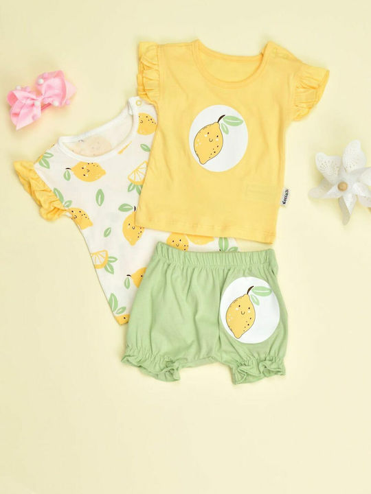 Potre Kids Set with Shorts Summer 3pcs Yellow