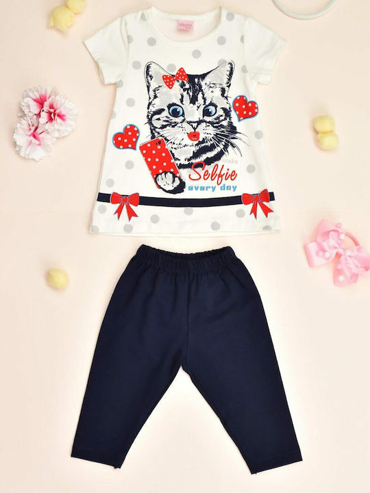 Kinder-Set mit Leggings Sommer 2Stück Weiß