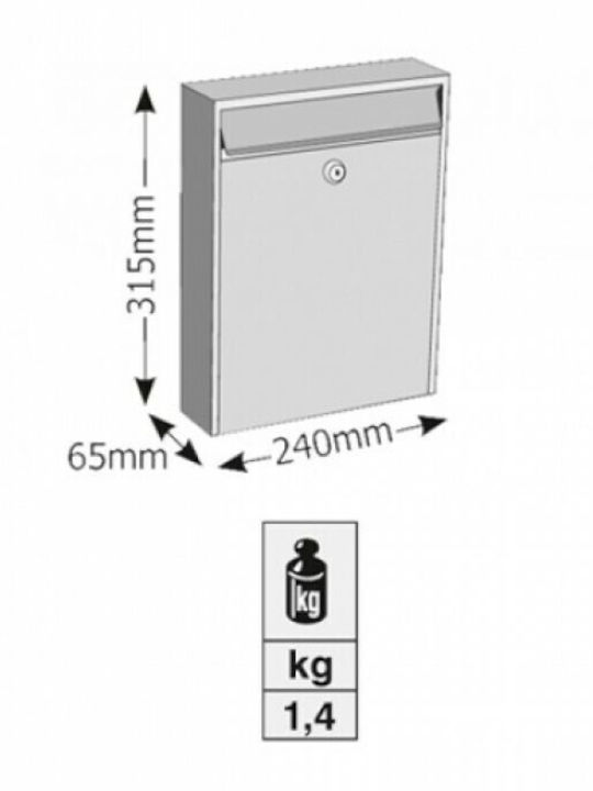 Viometal LTD 603 Γραμματοκιβώτιο Μεταλλικό σε Ασημί Χρώμα 24x6.5x31.5cm