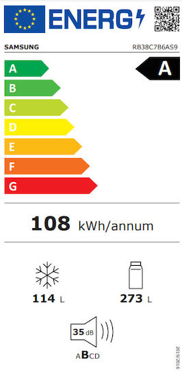 Samsung Kühl-Gefrierkombination 387Es NoFrost H203xB59.5xT65.8cm. Inox RB38C7B6AS9/EF