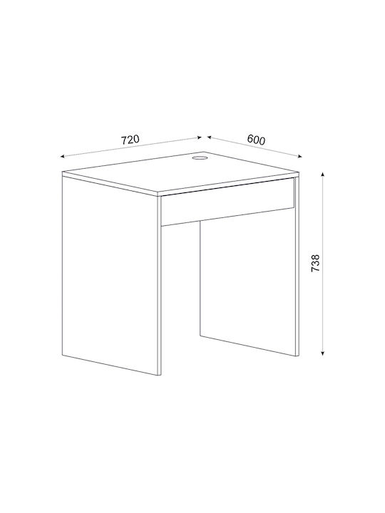 Desk Mida Wooden White 72x60x73.8cm