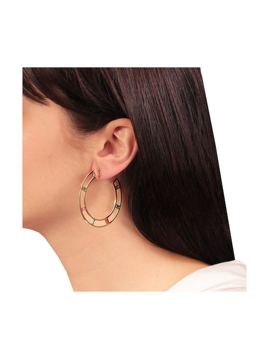 Abadianakis Earrings Hoops made of Steel Gold Plated