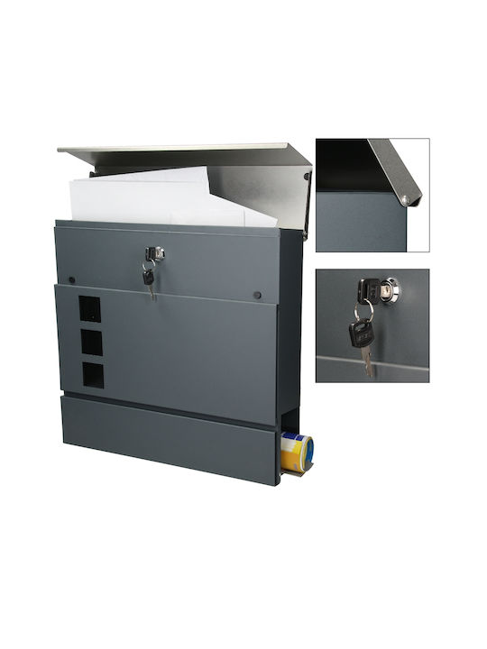 ML-Design Γραμματοκιβώτιο Μεταλλικό σε Γκρι Χρώμα 37x36.5x11cm