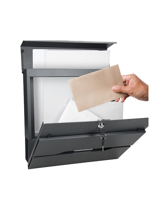 ML-Design Cutie Poștală pentru Exterior Metalic în Culoarea Gri 37x36.5x11cm