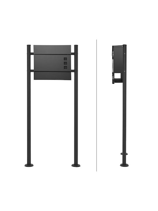 ECD Germany Външна Пощенска Кутия Inox в Черен Цвят 37x10.5x36.5см