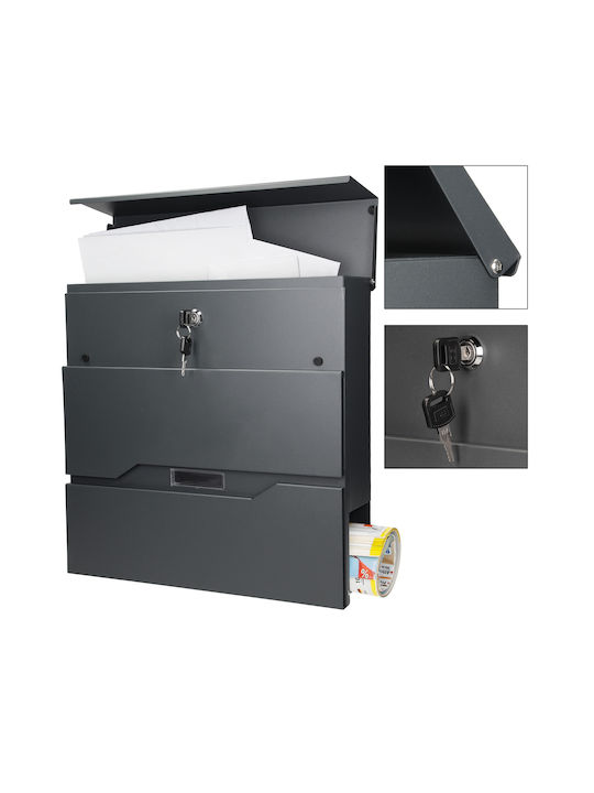 ML-Design Γραμματοκιβώτιο Εξωτερικού Χώρου Inox σε Μαύρο Χρώμα 37x11x36.5cm