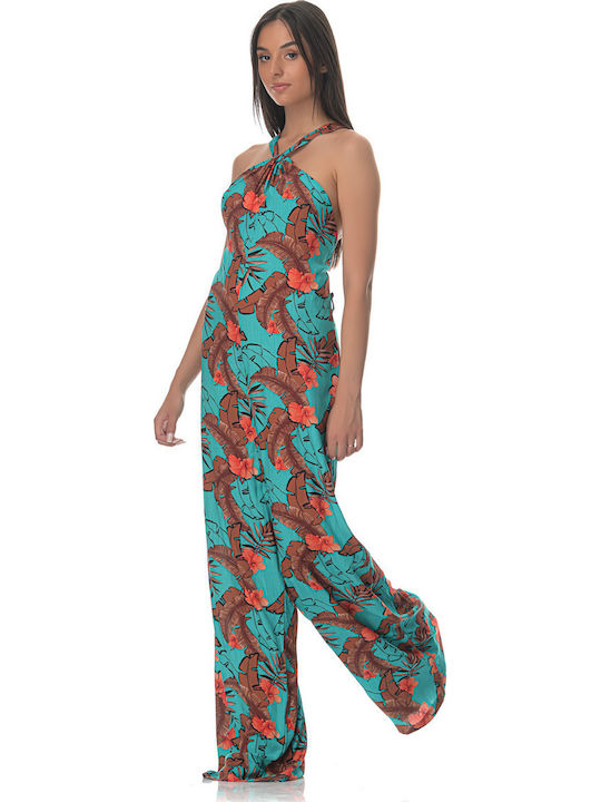 Women's Sleeveless One-piece Suit Turquoise