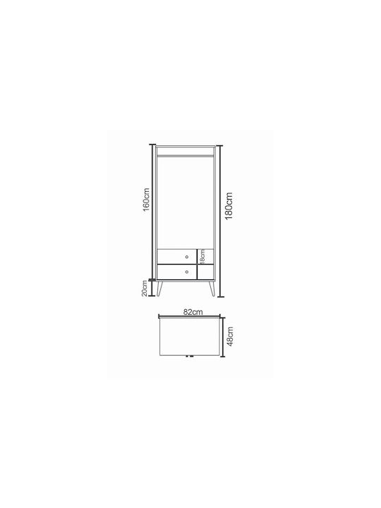 Amari Δίφυλλη Ντουλάπα 82x48x180cm