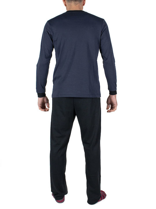 A.A UNDERWEAR Men's Winter Cotton Pajamas Set Blue