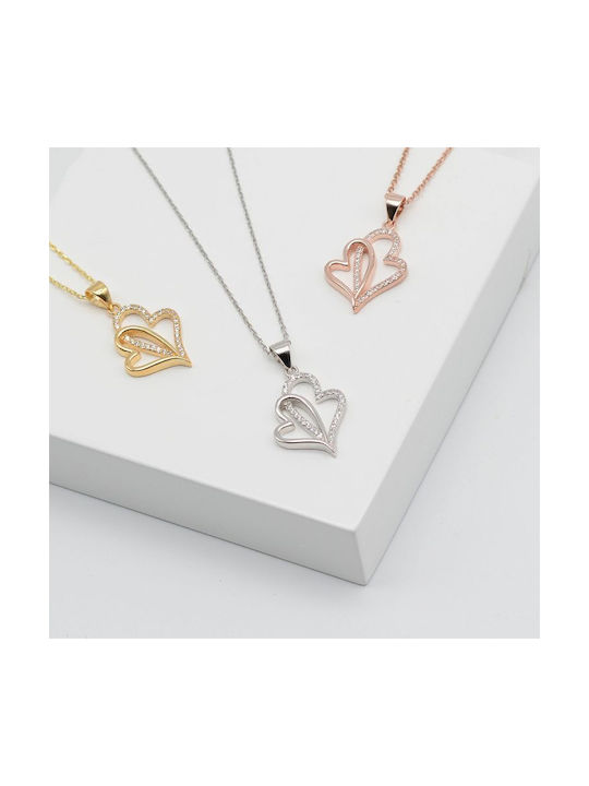 Amor Amor Necklace with design Heart from Gold Plated Silver with Zircon