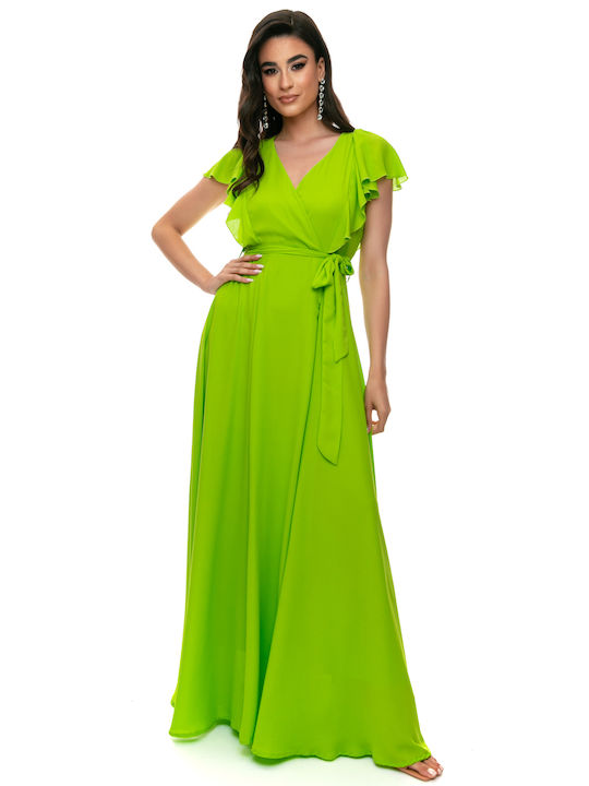 RichgirlBoudoir Summer Maxi Dress Wrap with Ruffle Green