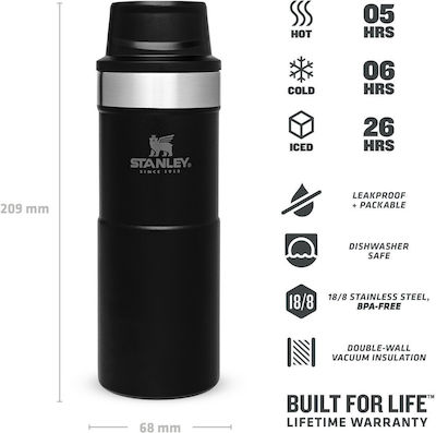 Stanley Classic Trigger Action Mug Sticlă Termos Oțel inoxidabil Fără BPA Negru 350ml cu Piesa de gură