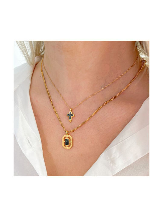 Amor Amor Necklace Double from Gold Plated Steel