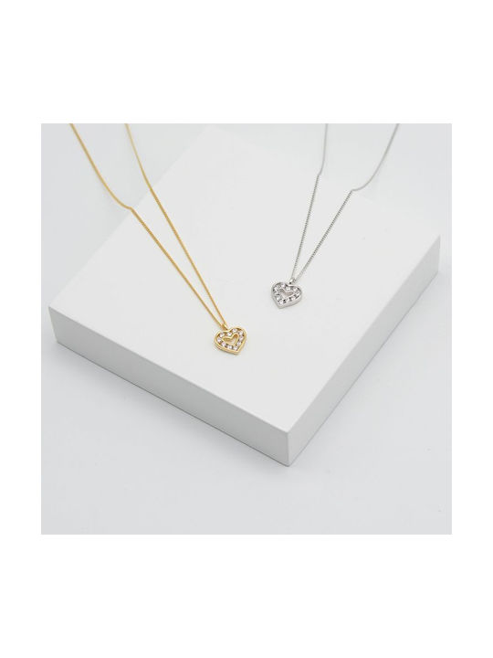 Amor Amor Necklace with design Heart from Gold Plated Silver with Zircon