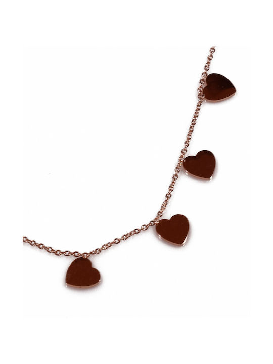 Bizoutaki Necklace with design Heart from Gold Plated Steel