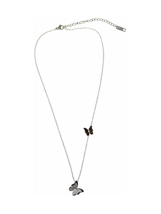 Bizoutaki Necklace with design Butterfly from Gold Plated Steel