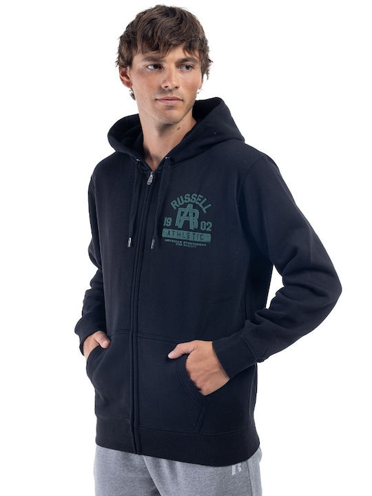 Russell Athletic Men's Sweatshirt Jacket with Hood and Pockets Black