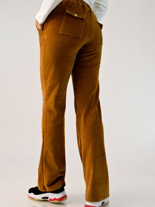 Sweatpants Jogger Velvet Tabac Brown