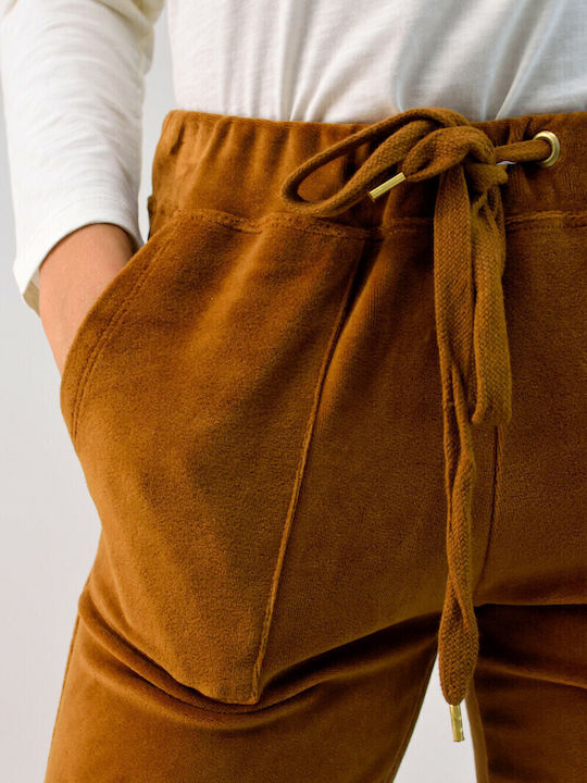 Sweatpants Jogger Velvet Tabac Brown