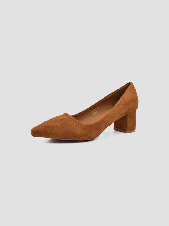 Joya Suede Brown Medium Heels