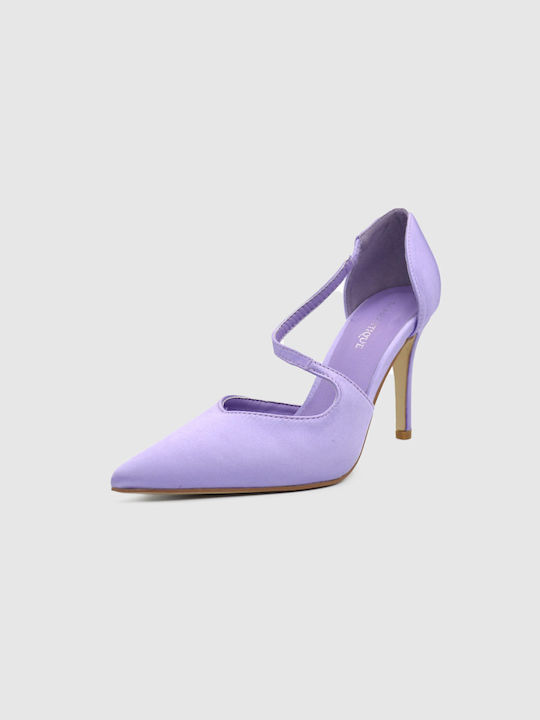 Joya Pointed Toe Purple Heels with Strap