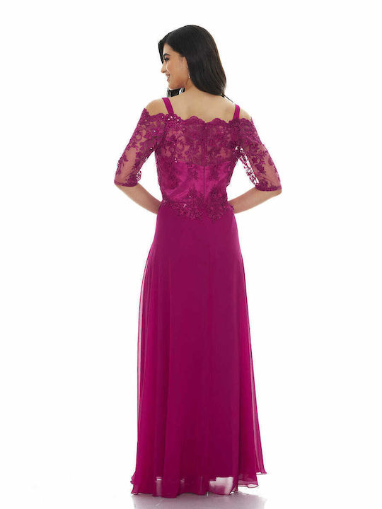 RichgirlBoudoir Maxi Rochie pentru Nuntă / Botez cu dantelă Violet