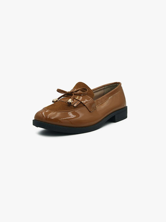 Joya Patent Leather Women's Loafers in Brown Color