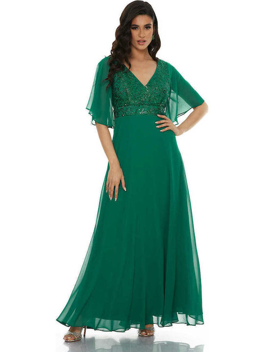 Summer Maxi Dress for Wedding / Baptism Green