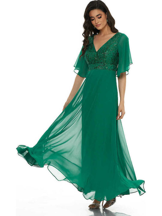 Summer Maxi Dress for Wedding / Baptism Green