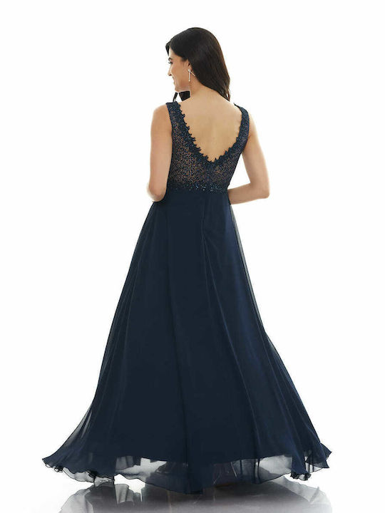 RichgirlBoudoir Maxi Φόρεμα για Γάμο / Βάπτιση με Δαντέλα Μπλε