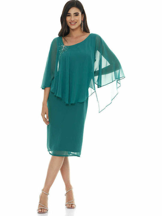 Airy Summer Midi Dress for Wedding Christening Green