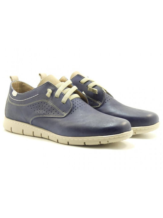 On Foot Men's Leather Casual Shoes Blue