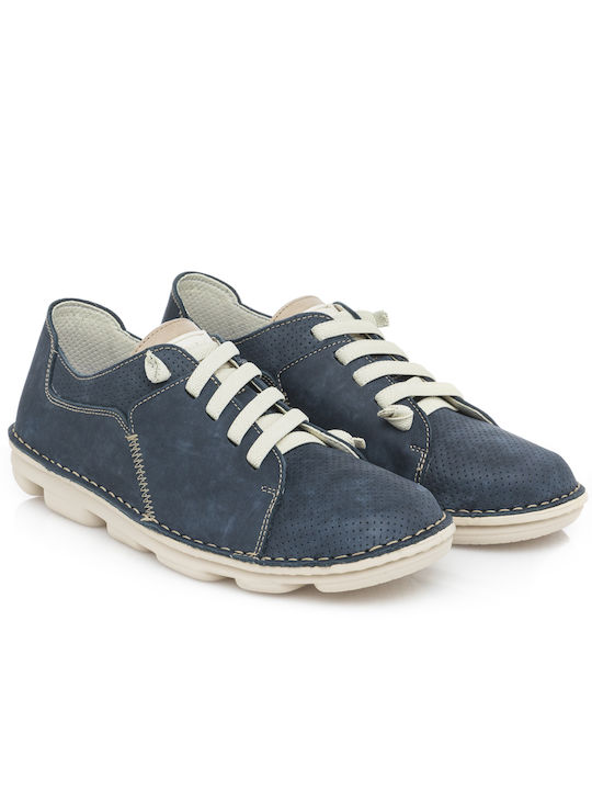 On Foot Men's Leather Casual Shoes Blue