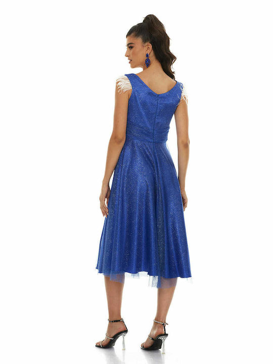 RichgirlBoudoir Midi Dress for Wedding / Baptism with Tulle Blue