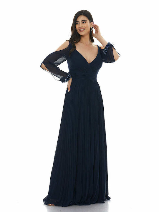 RichgirlBoudoir Maxi Kleid für Hochzeit / Taufe Schulterfrei Marineblau